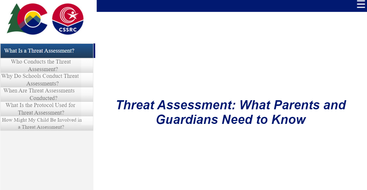 Screenshot of the Threat Assessment training module